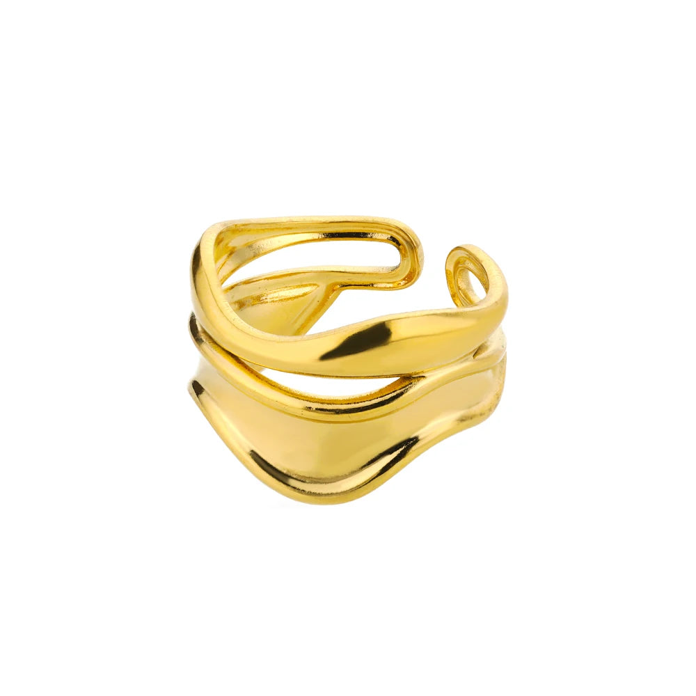 316L Stainless Steel Gold Rings – Luxury Adjustable Women’s Jewelry
