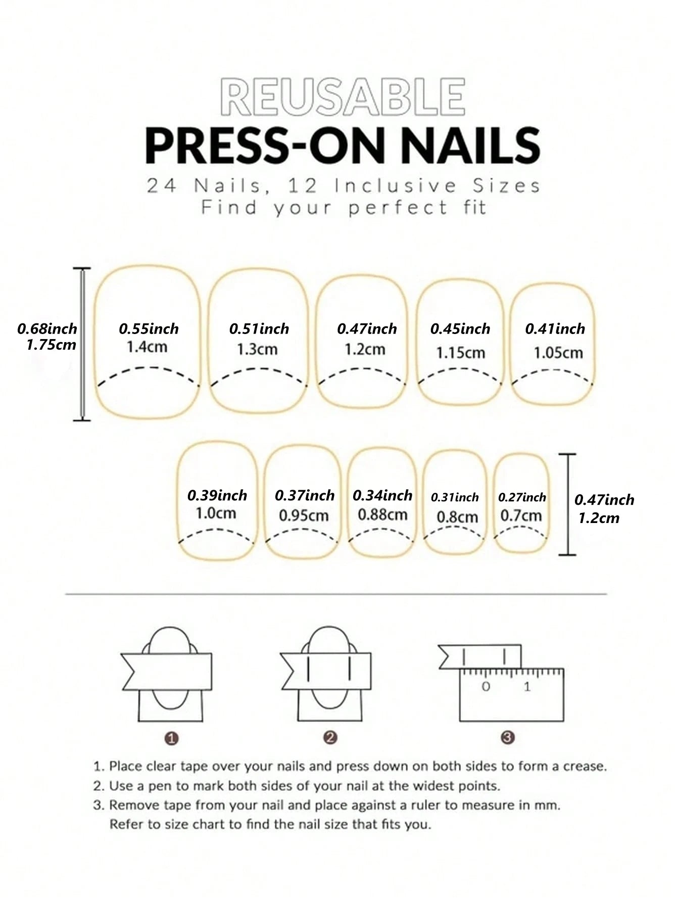 24pcs Press-On Square Fake Nails – French Tip Design