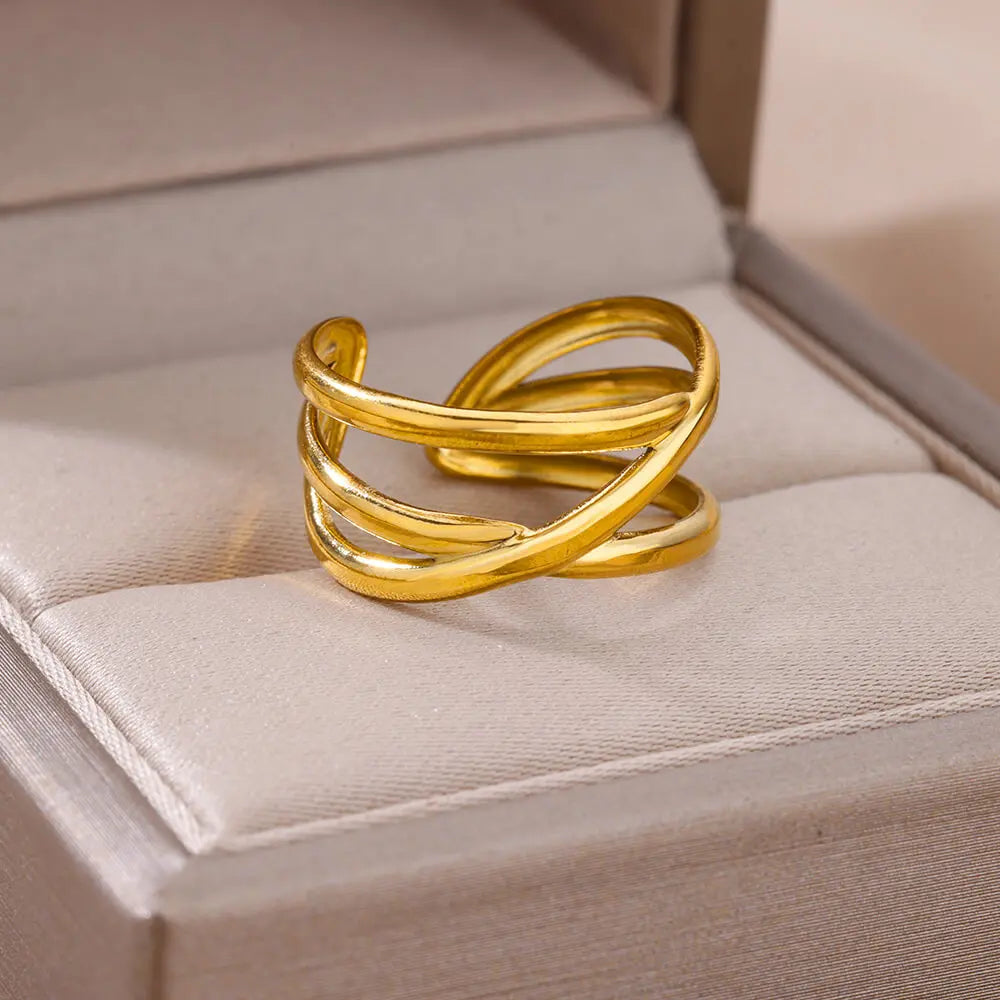 316L Stainless Steel Gold Rings – Luxury Adjustable Women’s Jewelry