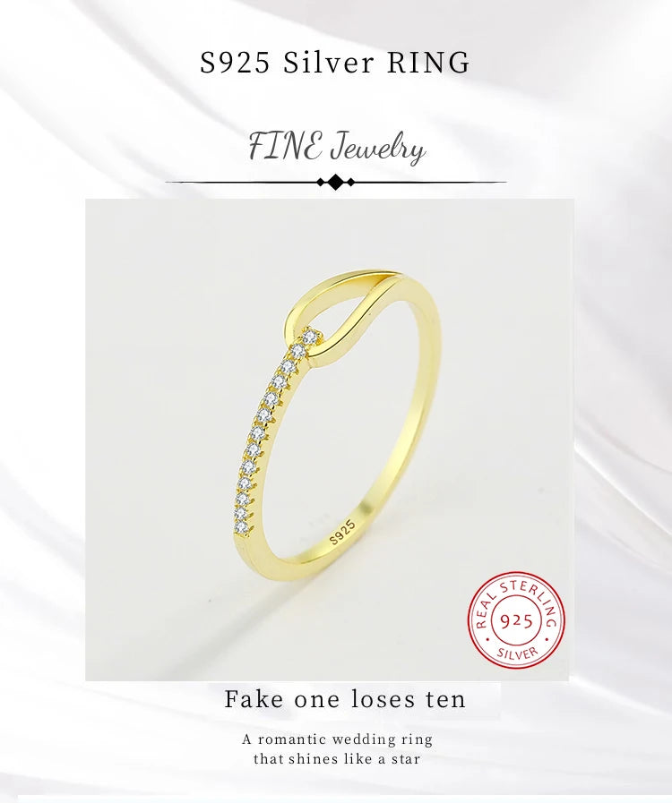 Gold Zircon Hollow Ring for Women