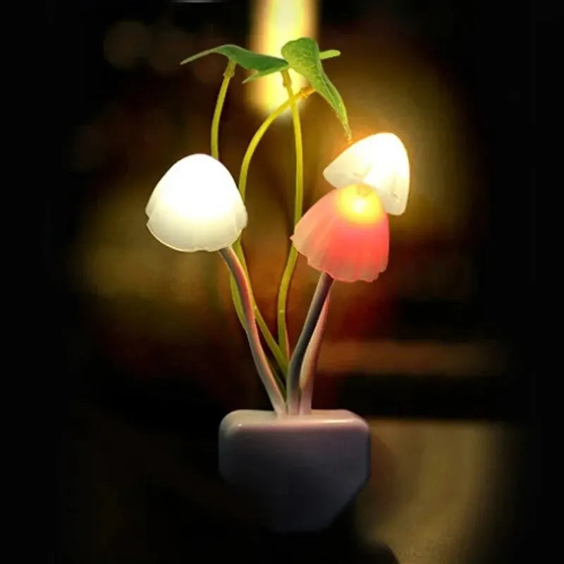 LED Mushroom Night Light – Auto Sensor Plug-in Lamp for Bedroom & Home Decor