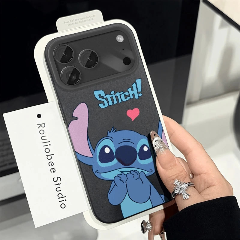 Cartoon Stitch Leather Protective Case for iPhone