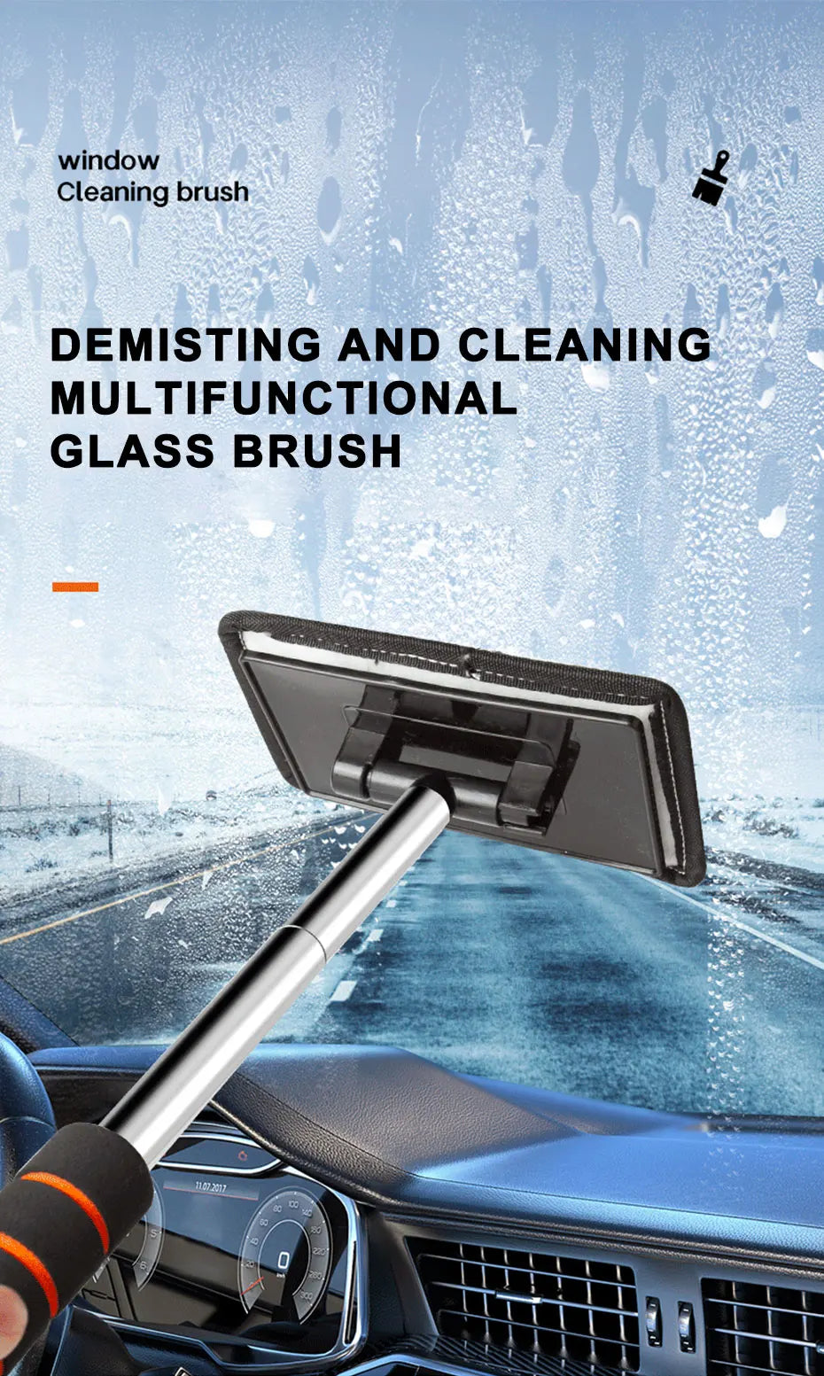 Car Windshield Defogging Brush – Telescopic Handle