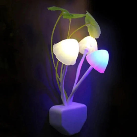 LED Mushroom Night Light – Auto Sensor Plug-in Lamp for Bedroom & Home Decor