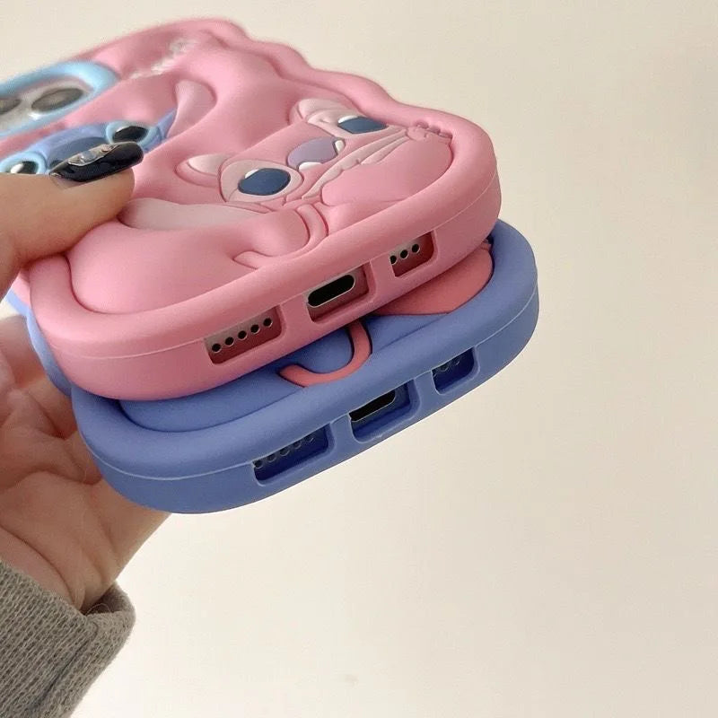 Cute 3D Stitch Cartoon Silicone Phone Case for iPhone Models