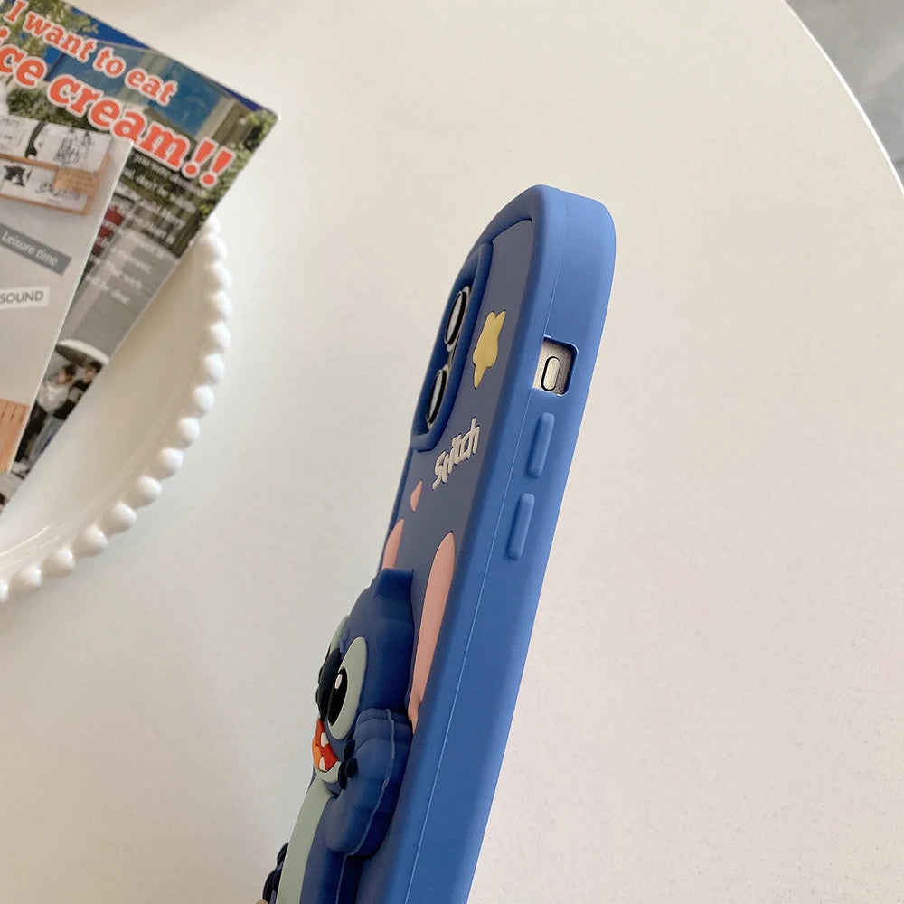 Cute 3D Stitch Cartoon Silicone Phone Case for iPhone Models