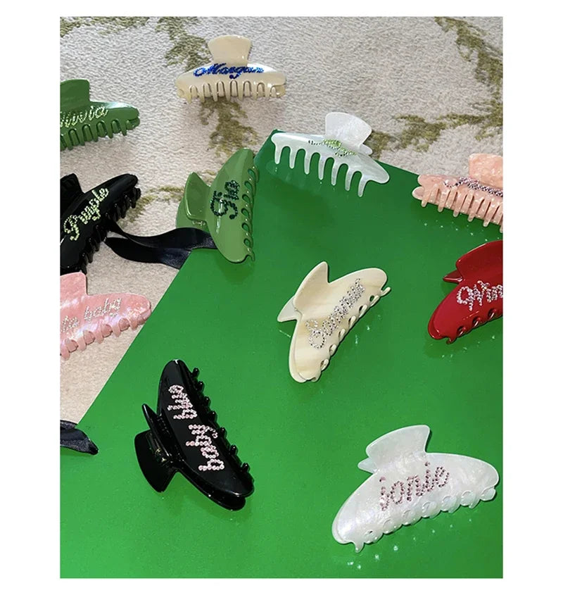 Personalized Name Hair Claw Clip for Women – Handmade Acrylic Hairpin