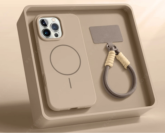 Magnetic Silicone MagSafe Case with Lanyard for iPhone