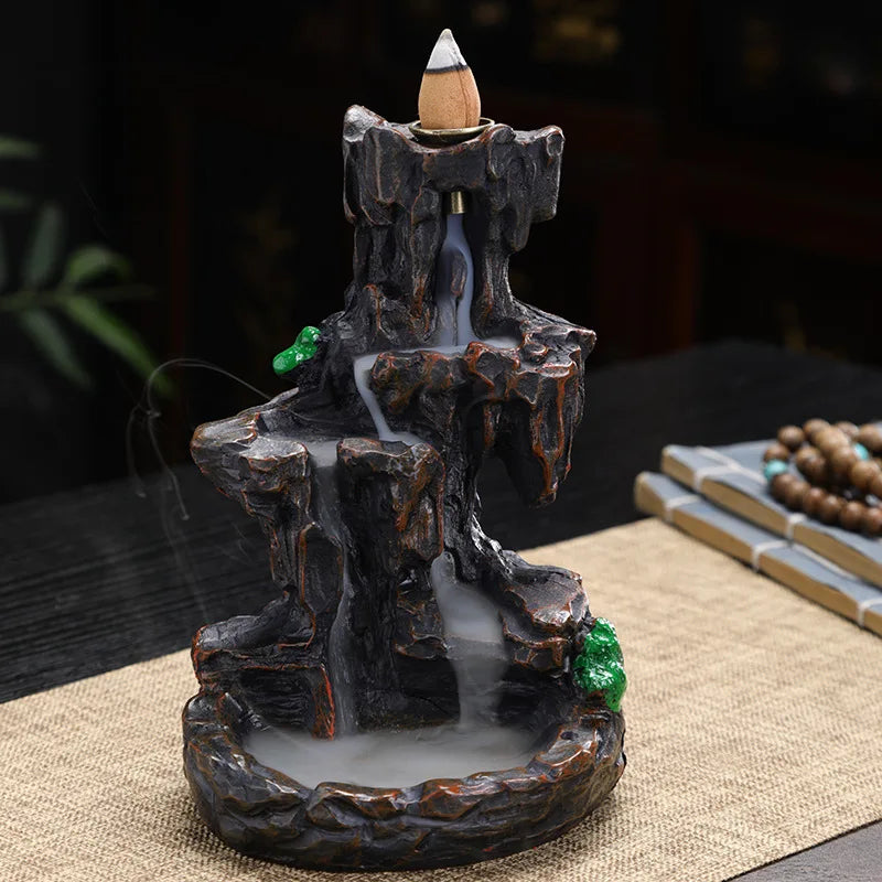 Mountain Waterfall Backflow Incense Burner – Aromatherapy and Home Decor