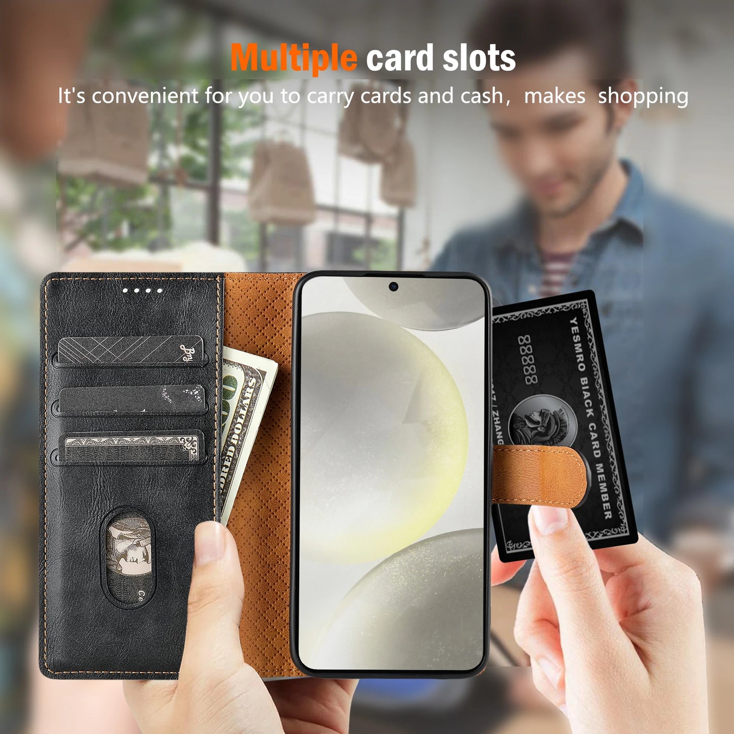 Business PU Leather Flip Wallet Case for Samsung Galaxy S25 S24 S23 Ultra S22 S21