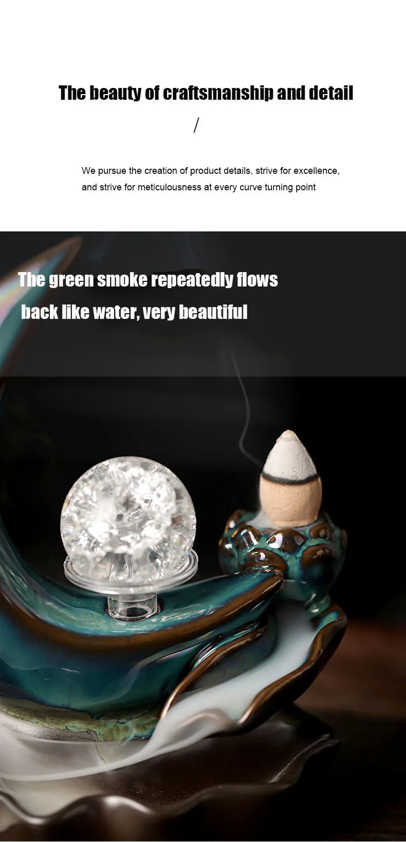 Backflow Incense Burner – Moon Design Ceramic Holder for Home and Office Decoration