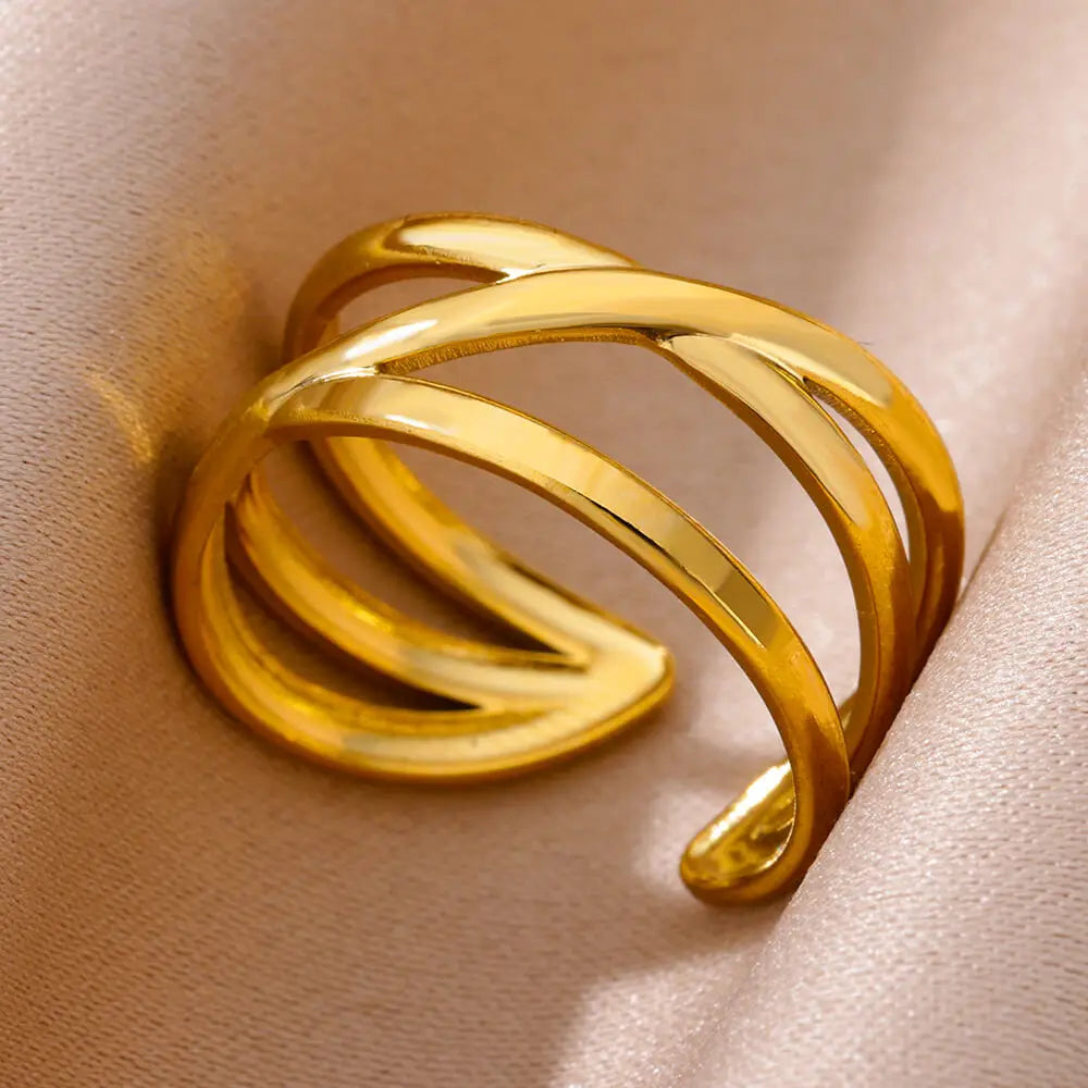 316L Stainless Steel Gold Rings – Luxury Adjustable Women’s Jewelry