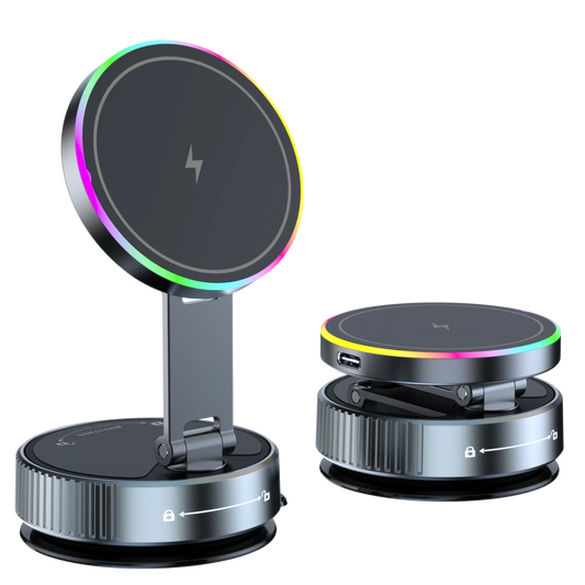 15W Wireless Charger Magnetic Car Holder – Multi-Angle Rotation for iPhone 12–16 Pro Max