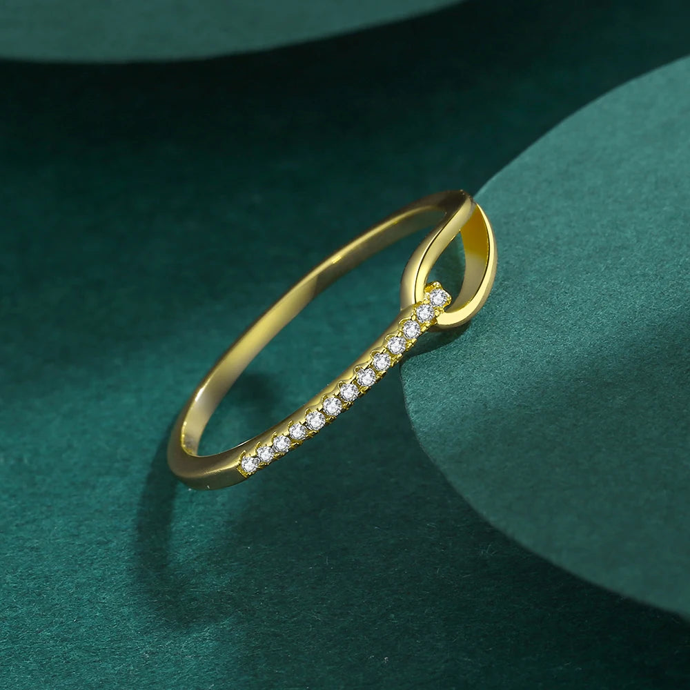 Gold Zircon Hollow Ring for Women