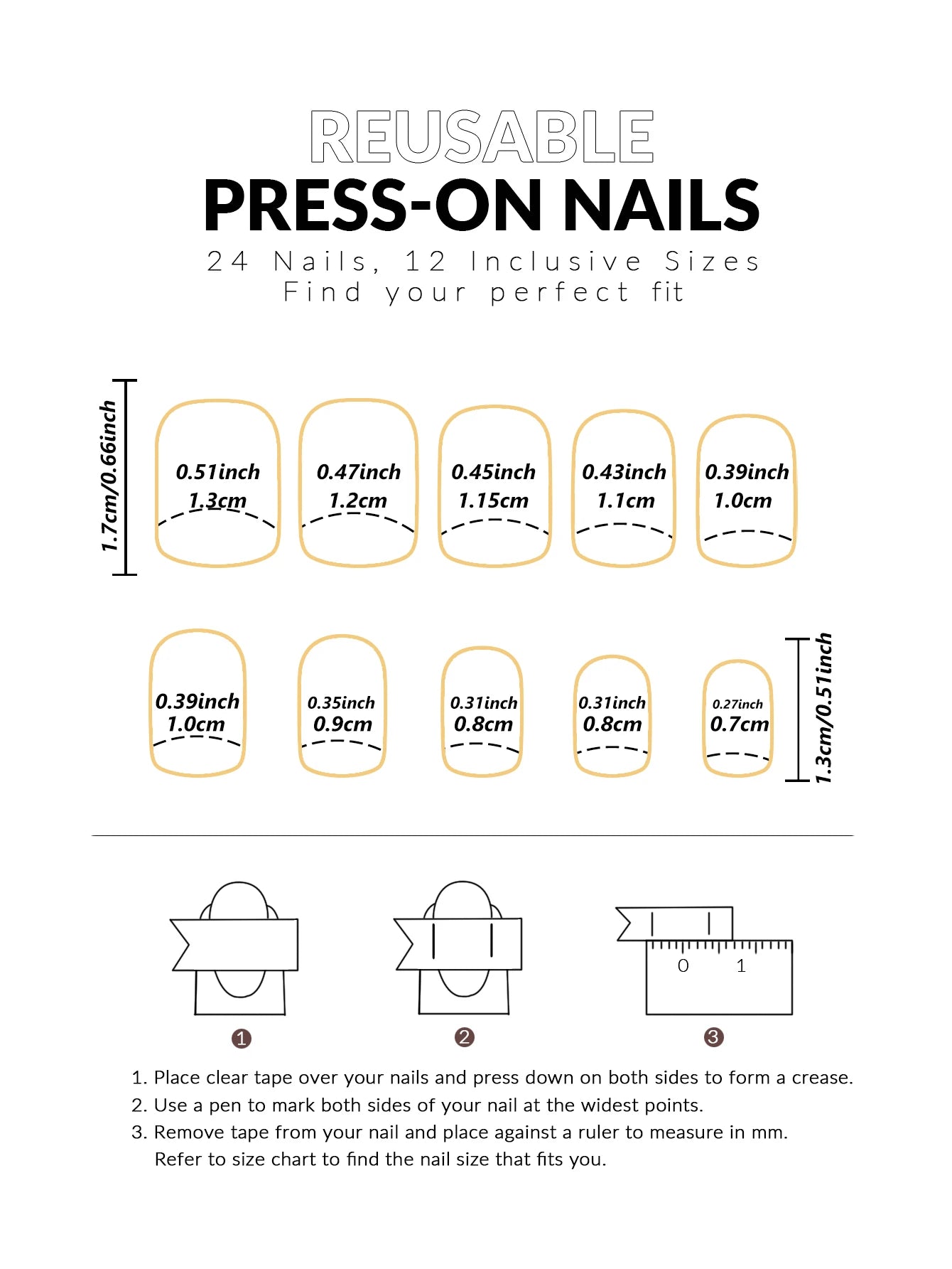 24pcs Press-On Square Fake Nails – French Tip Design