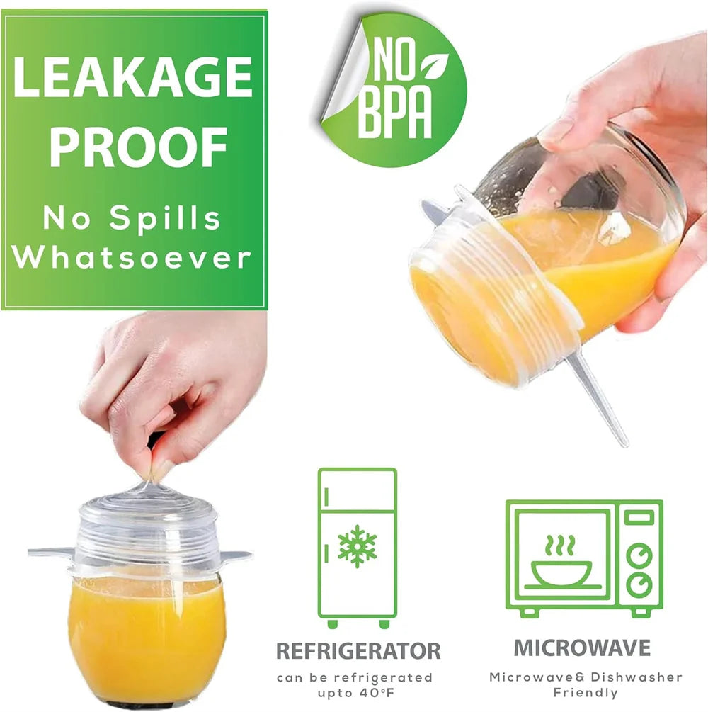 6PCS Reusable Silicone Stretch Lids ā Airtight Food Covers for Bowls, Dishes & Containers