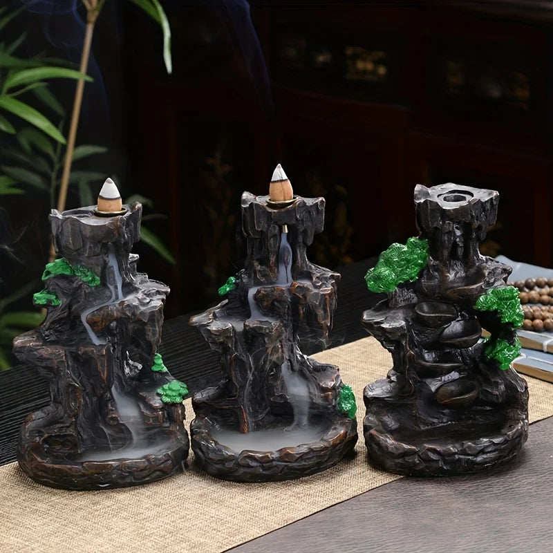 Mountain Waterfall Backflow Incense Burner – Aromatherapy and Home Decor