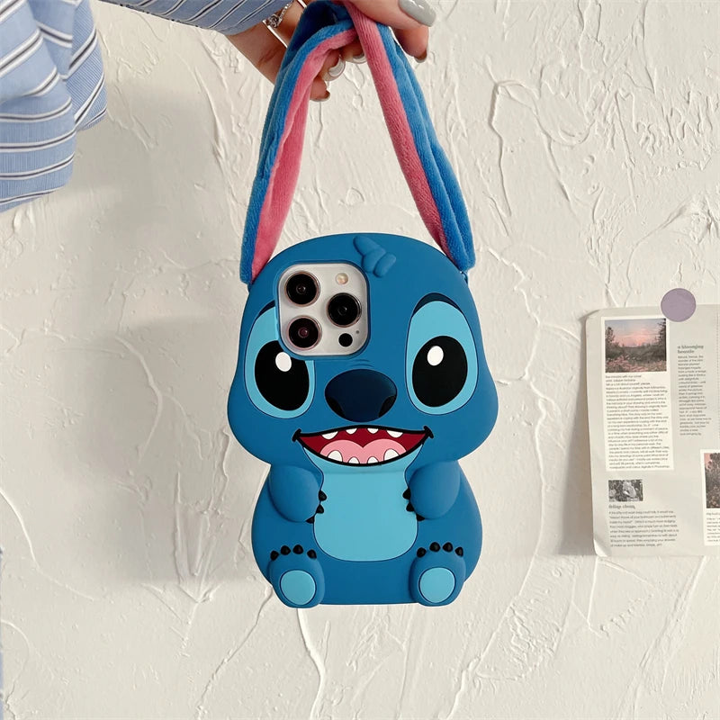 So Cute 3D Cartoon Stitch Phone Case – Soft Silicone + Plush Ears