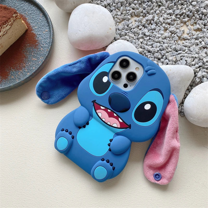 Cute 3D Stitch Cartoon Silicone Phone Case for iPhone Models