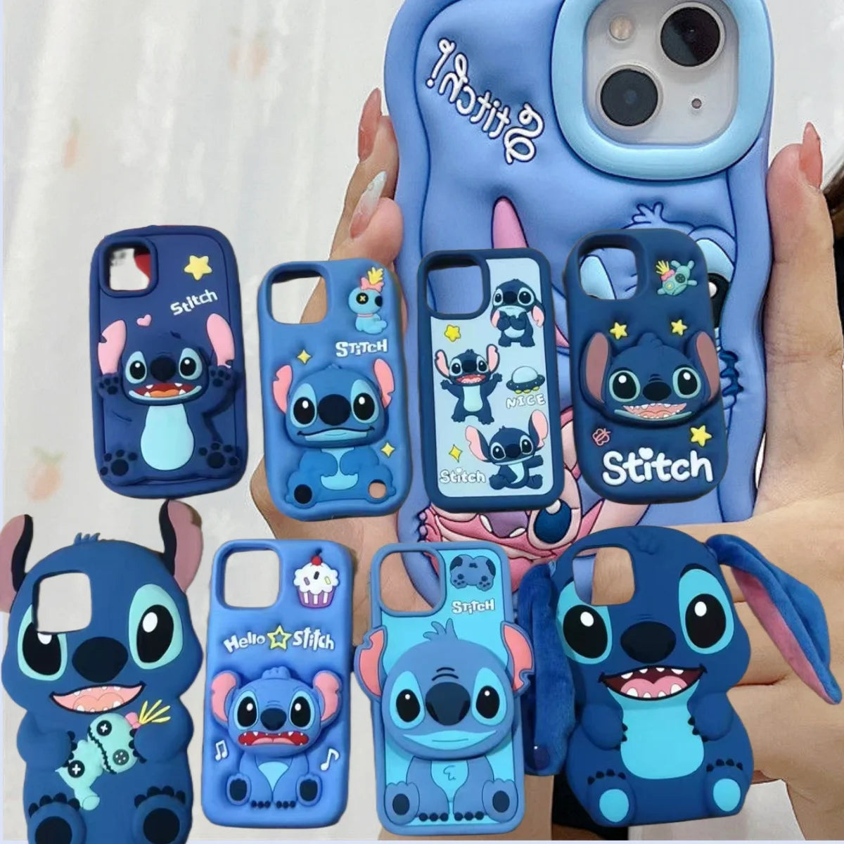 Cute 3D Stitch Cartoon Silicone Phone Case for iPhone Models