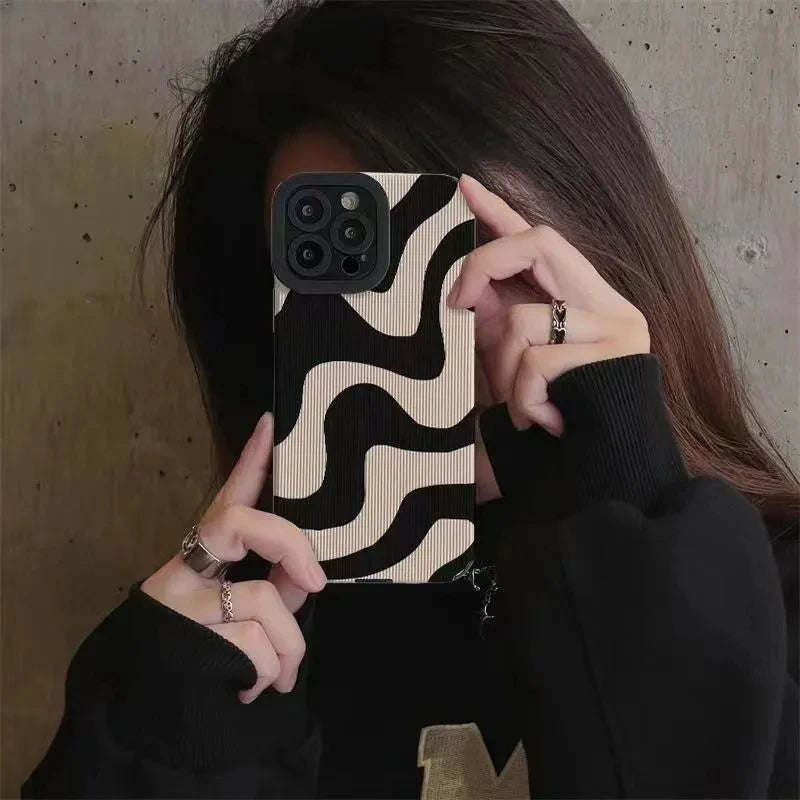 Fashion Zebra Stripe Black & White Shockproof Phone Case  For iPhone 11–16 Pro Max