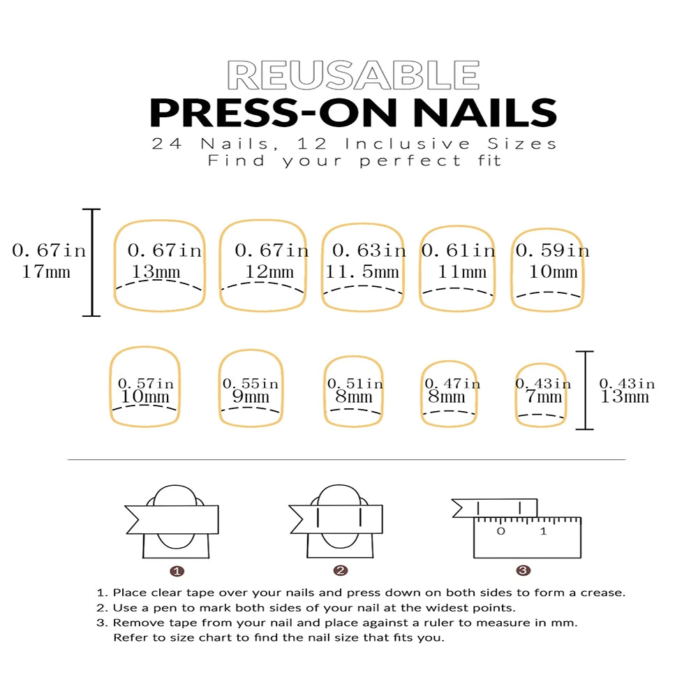 24pcs Press-On Square Fake Nails – French Tip Design