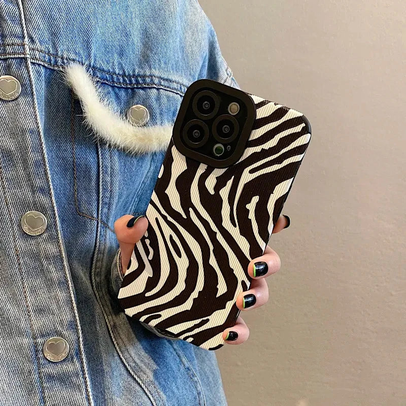 Fashion Zebra Stripe Black & White Shockproof Phone Case  For iPhone 11–16 Pro Max