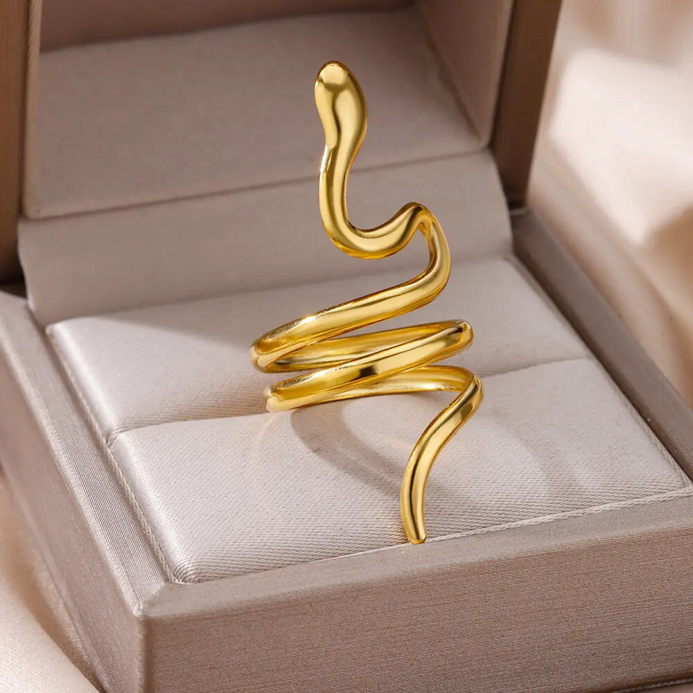 316L Stainless Steel Gold Rings – Luxury Adjustable Women’s Jewelry