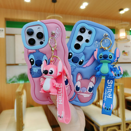 3D Cartoon Silicone Case with Keychain for iPhone – Cute Soft Shockproof Cover