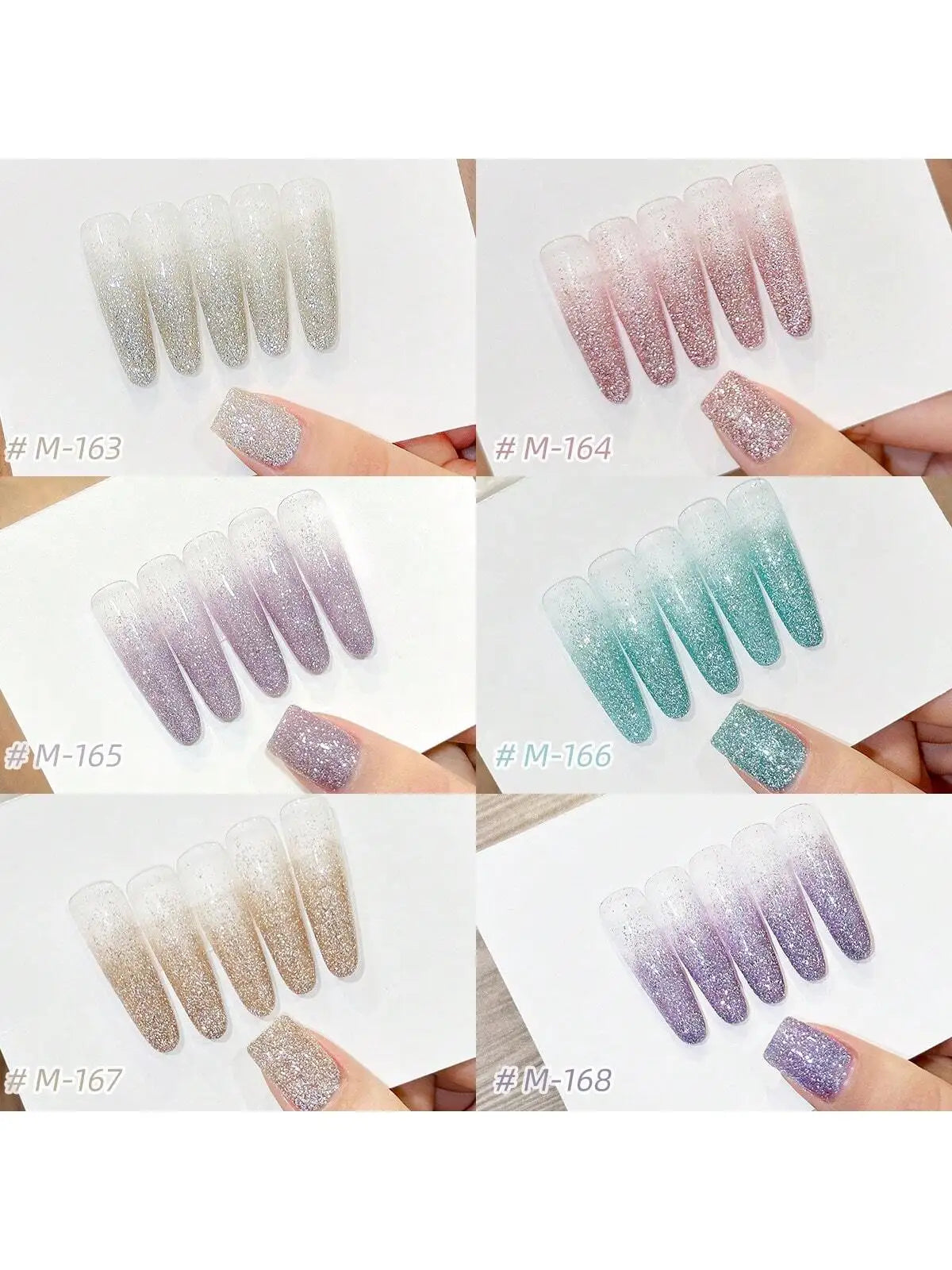 XEJAYI 6pcs 15ml Water Light Crushed Gel Nail Polish Set,UV LED Soaking Nail Gel, Semi-Permanent, DIY Salon Quality Nail Art