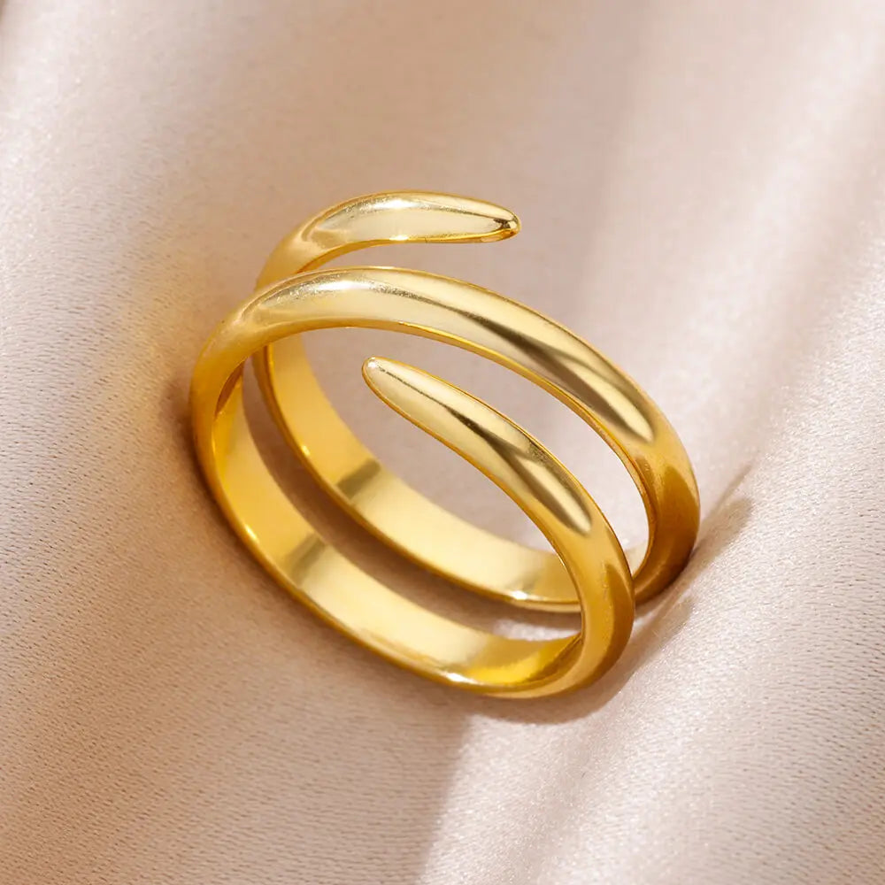 316L Stainless Steel Gold Rings – Luxury Adjustable Women’s Jewelry