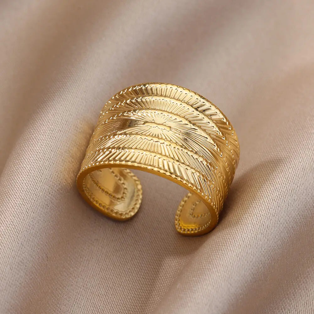 316L Stainless Steel Gold Rings – Luxury Adjustable Women’s Jewelry