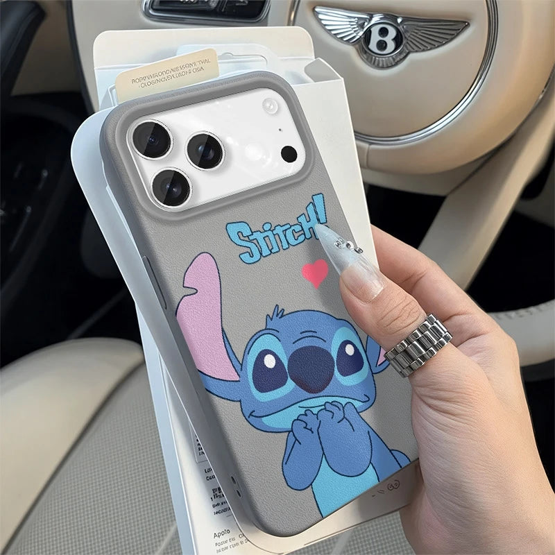 Cartoon Stitch Leather Protective Case for iPhone