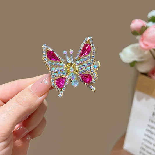 Butterfly Rhinestone Hair Clip for Women – Sparkling Crystal Barrette, Elegant Side Hairpin, Decorative Hair Accessory