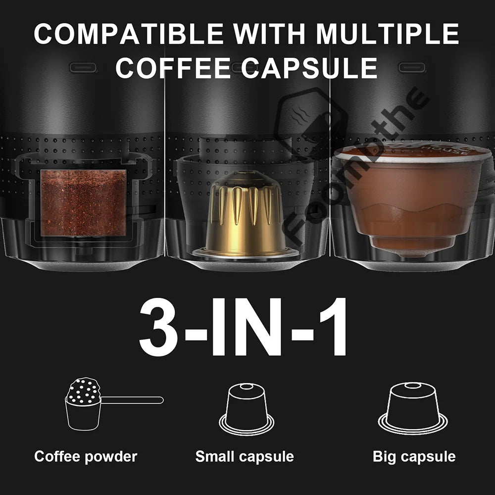 Wireless Portable Espresso Coffee Maker – 20 Bar 3-in-1 Travel Coffee Machine