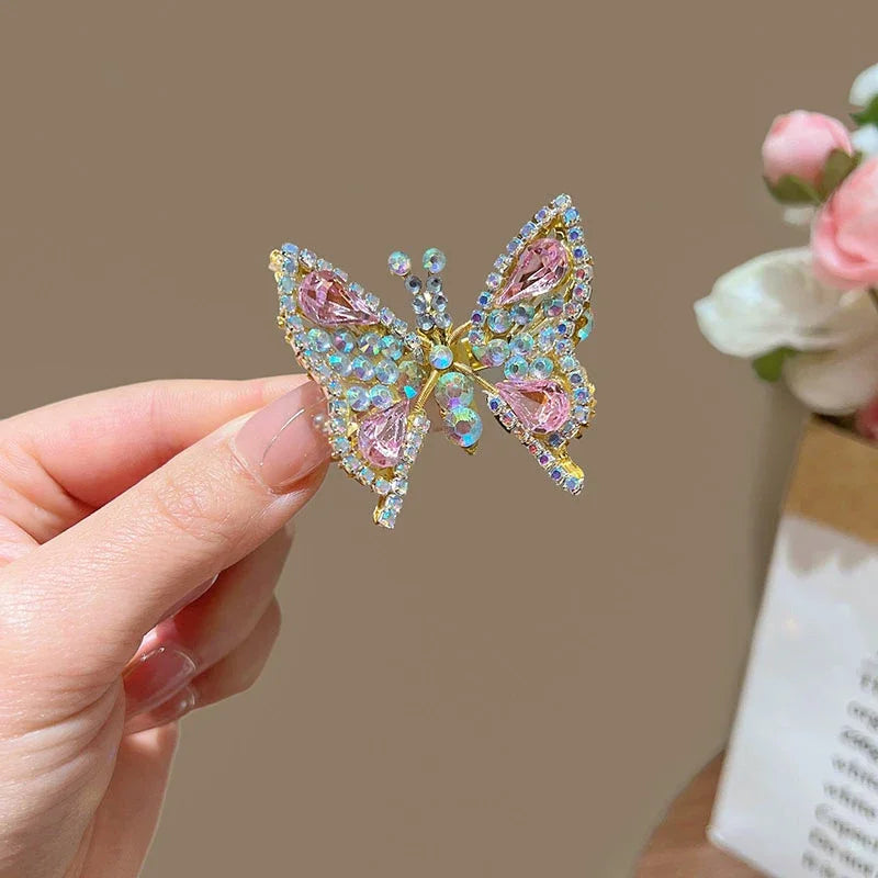 Butterfly Rhinestone Hair Clip for Women – Sparkling Crystal Barrette, Elegant Side Hairpin, Decorative Hair Accessory