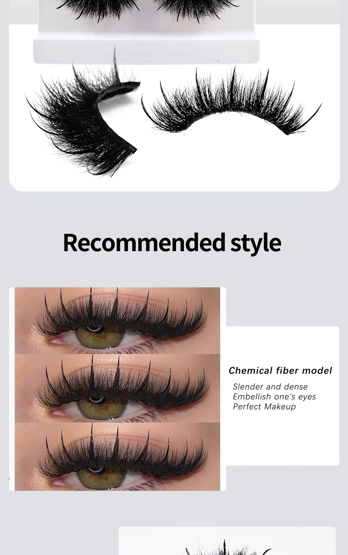 Full Strip Mink-Style Eyelashes – Reusable Synthetic Lash Extensions for Natural Look