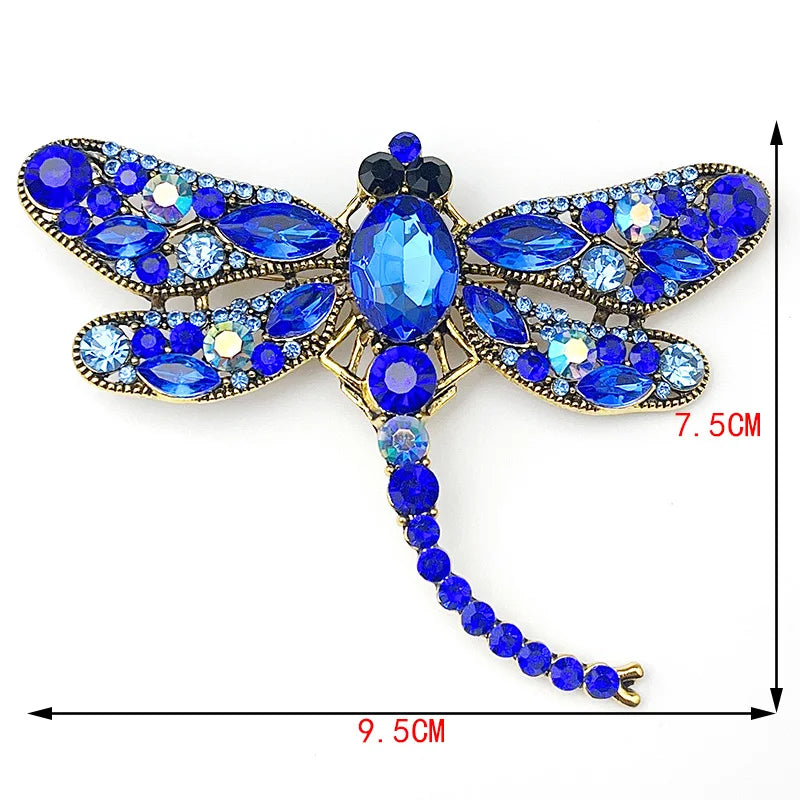 Colorful Dragonfly Rhinestone Brooch Pin for Women – Elegant Insect Jewelry Accessory
