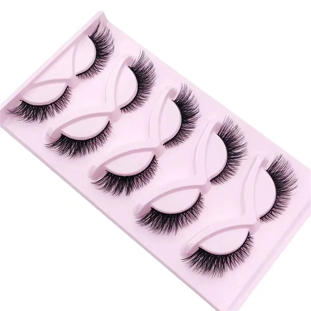 5 Pairs Wispy Cat Eye False Eyelashes – Handmade Fluffy Lashes for Natural & Glam Look