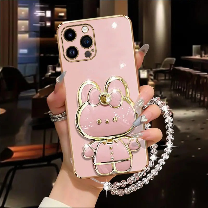 Diamond Mirror Rabbit Holder Case for iPhone