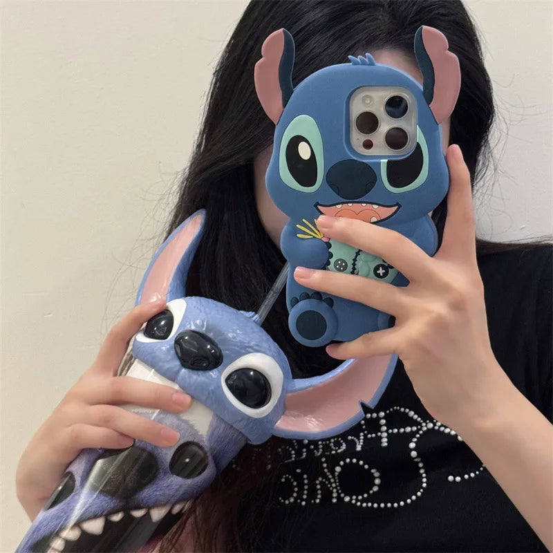 Cute 3D Stitch Cartoon Silicone Phone Case for iPhone Models