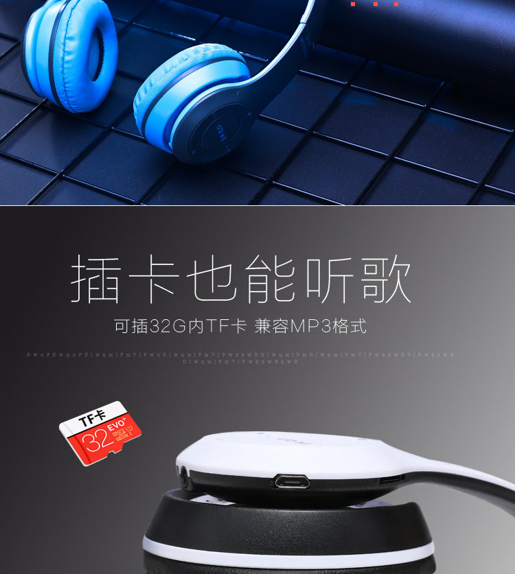 Stereo P47 Wireless Bluetooth 5.0 Headset – Foldable Sports Gaming Headphones with Mic
