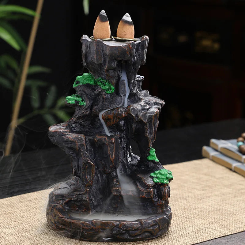 Mountain Waterfall Backflow Incense Burner – Aromatherapy and Home Decor