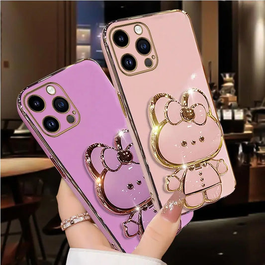 Diamond Mirror Rabbit Holder Case for iPhone