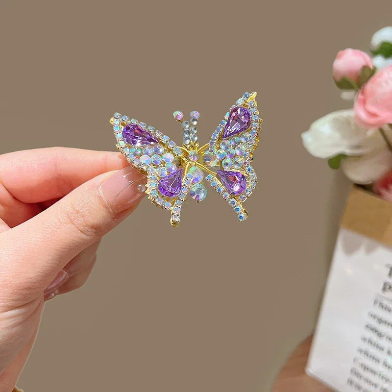 Butterfly Rhinestone Hair Clip for Women – Sparkling Crystal Barrette, Elegant Side Hairpin, Decorative Hair Accessory