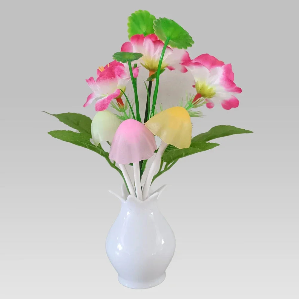 LED Rose Flower Night Light – Auto Sensor Mushroom Lamp for Cozy Home Decor