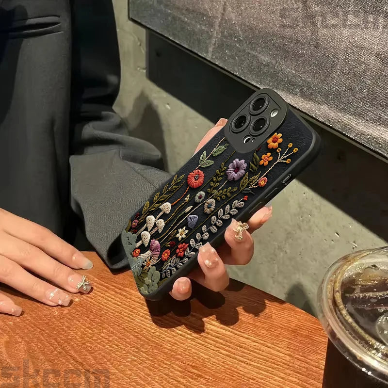 Embossed Floral Pattern Soft Case for iPhone