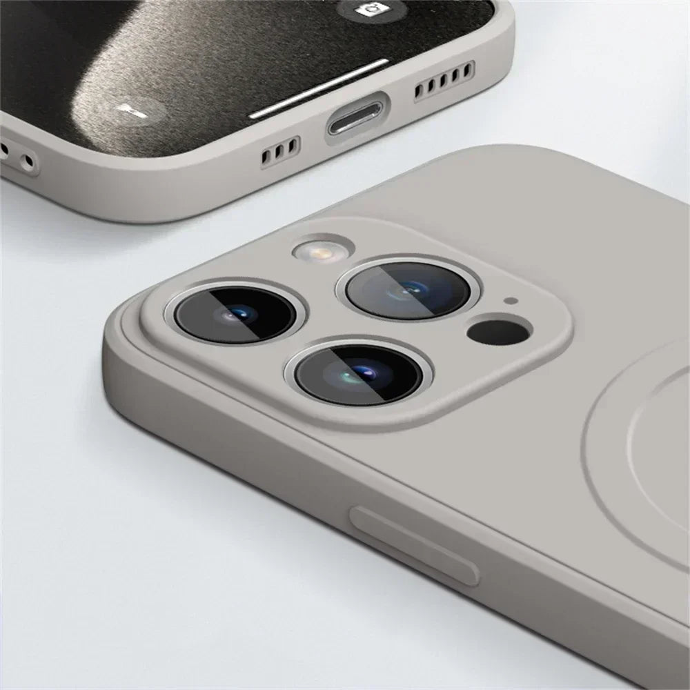 MagSafe-Compatible Liquid Silicone Case for iPhone – Soft Shockproof Cover