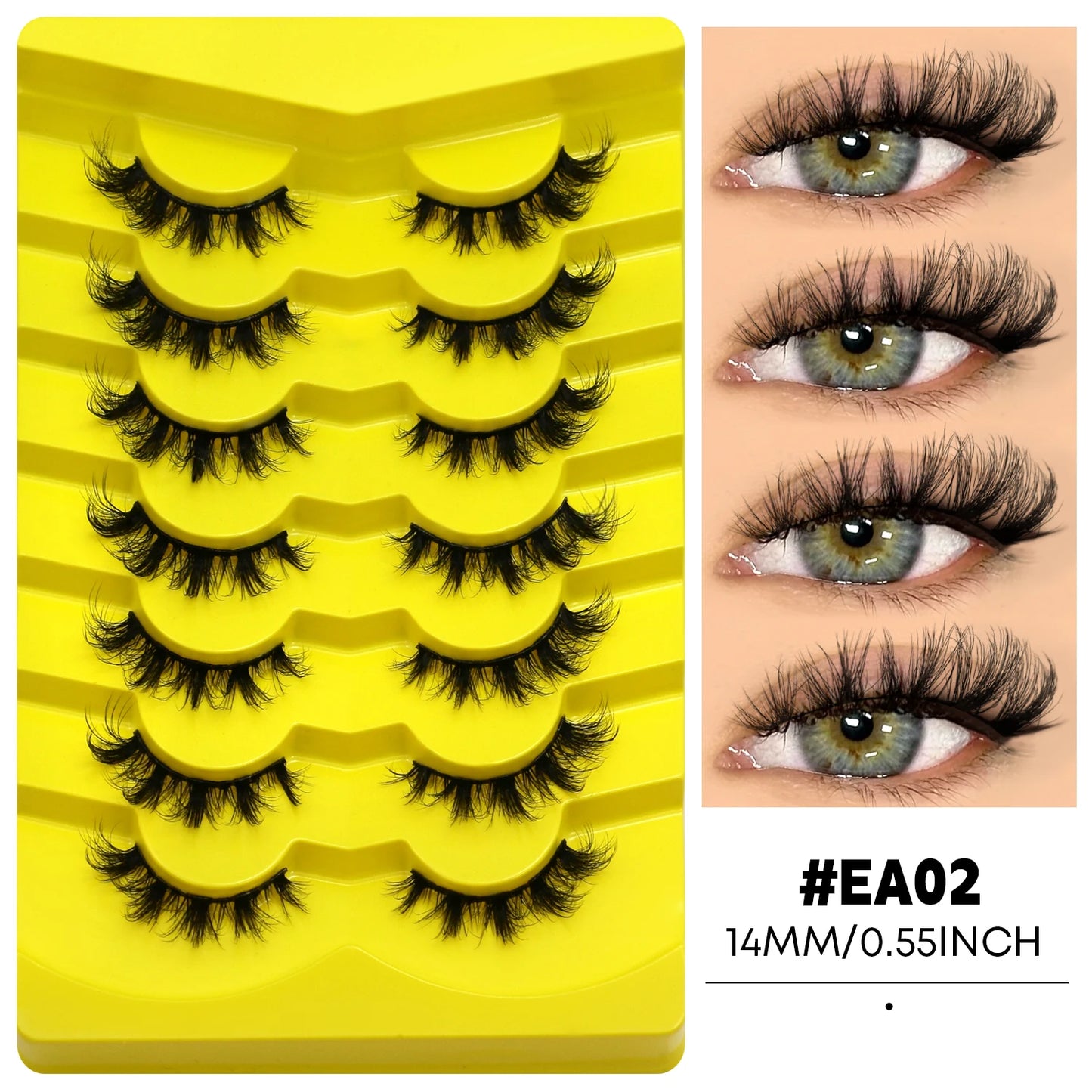 Cat Eye False Eyelashes – 5 Pairs Fluffy Full Strip Lashes