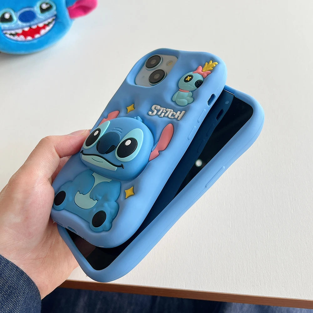 Cute 3D Stitch Cartoon Silicone Phone Case for iPhone Models